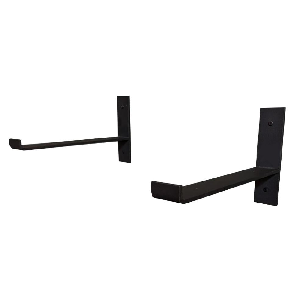Massief stalen muurbeugel zwart 4 bij 26 cm en hoogte 15 cm - Set van 2 stuks