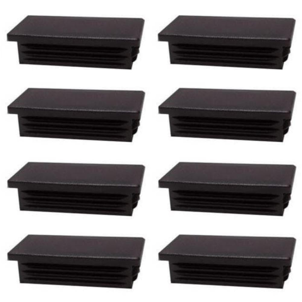 Inslagdop/meubeldop zwart rechthoek 3 bij 2 cm en hoogte 0,4 cm  van kunststof - 8 stuks
