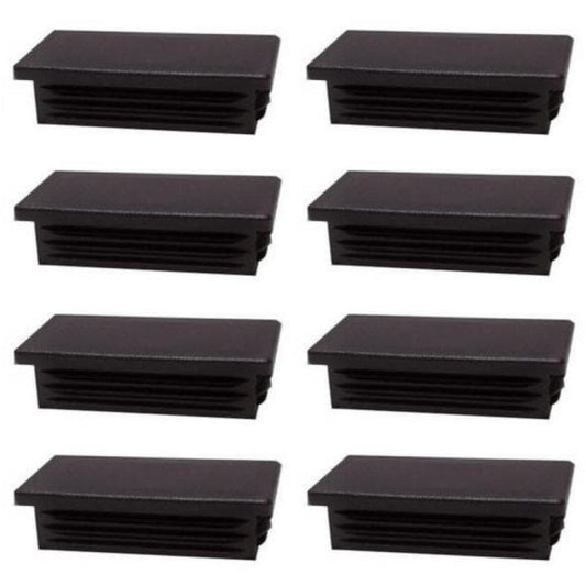 Inslagdop/meubeldop zwart rechthoek 3 bij 1 cm en hoogte 0,4 cm  van kunststof - 8 stuks
