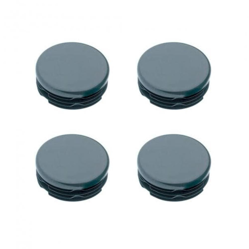 Inslagdop/meubeldop zwart rond Ø 1,5 cm en hoogte 0,4 cm  van kunststof - 4 stuks