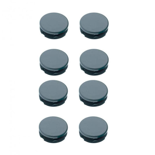 Inslagdop/meubeldop zwart rond Ø 2,5 cm en hoogte 0,4 cm  van kunststof - 8 stuks