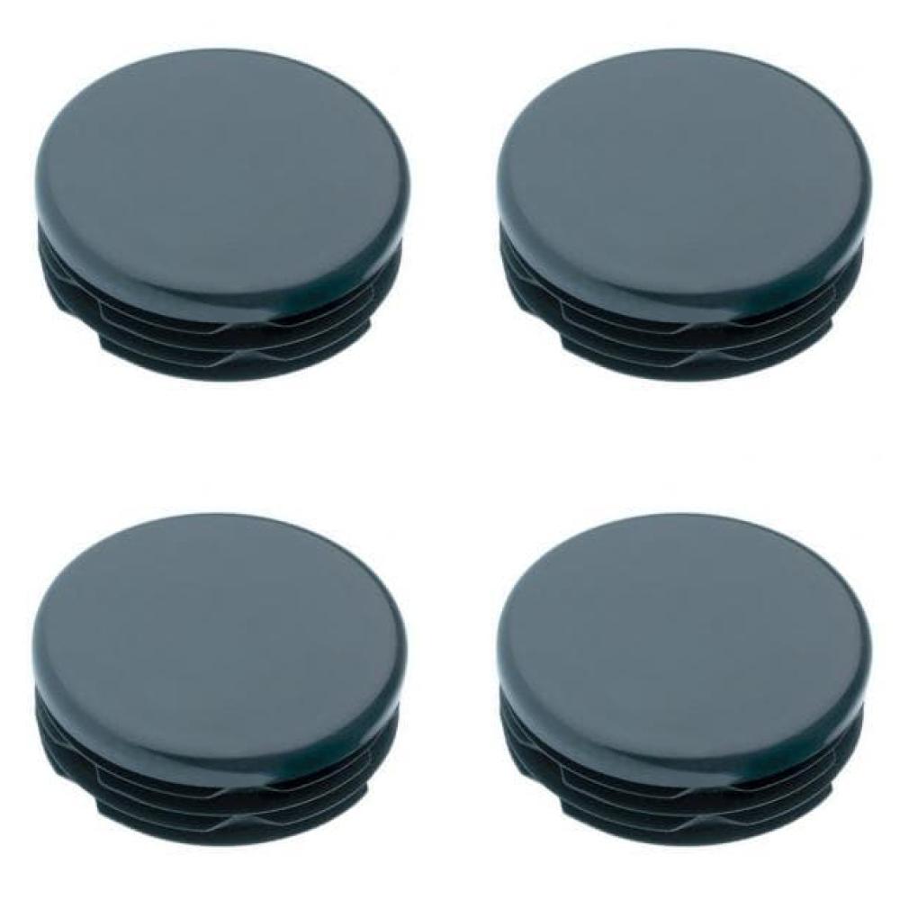 Inslagdop/meubeldop zwart rond Ø 5 cm en hoogte 0,4 cm  van kunststof - 4 stuks