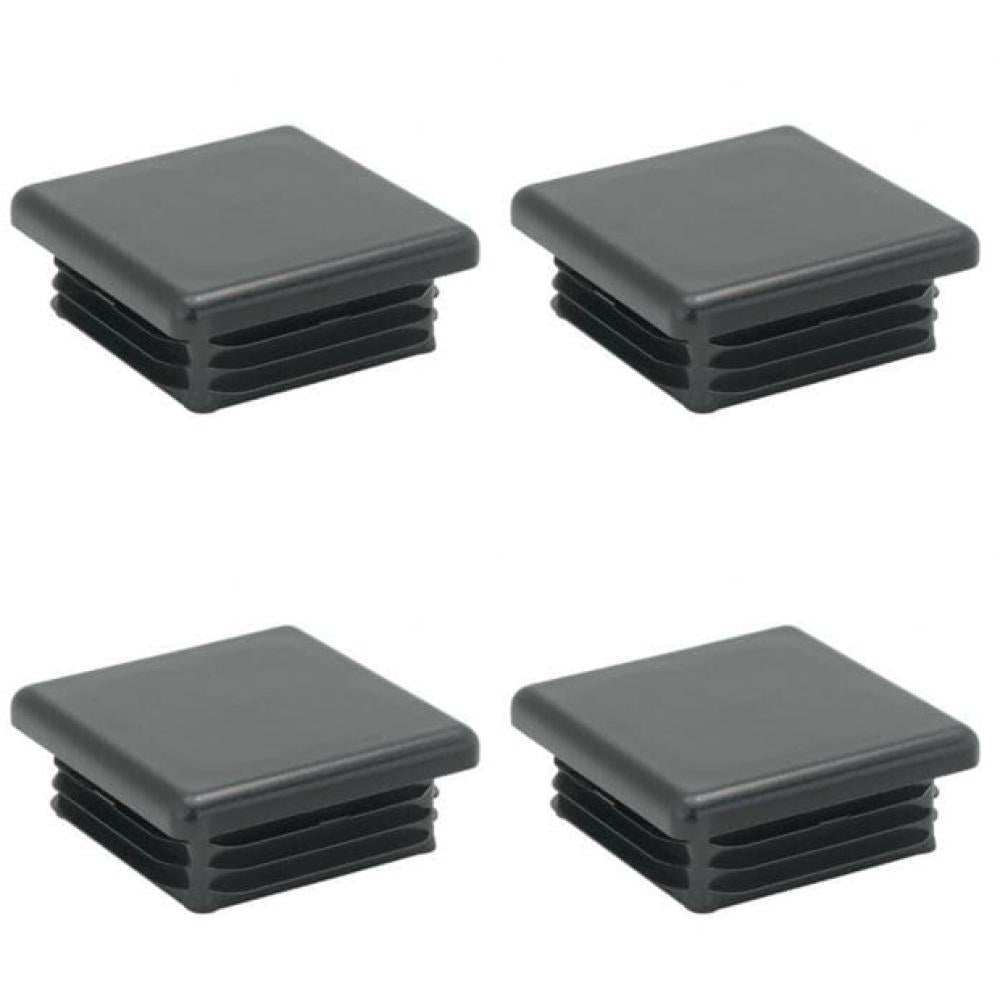 Inslagdop/meubeldop zwart vierkant 2,5 bij 2,5 cm en hoogte 0,4 cm  van kunststof - 8 stuks
