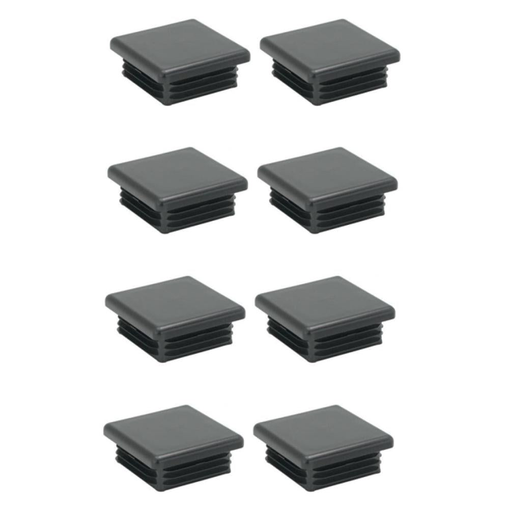 Inslagdop/meubeldop zwart vierkant 3 bij 3 cm en hoogte 0,4 cm  van kunststof - 8 stuks