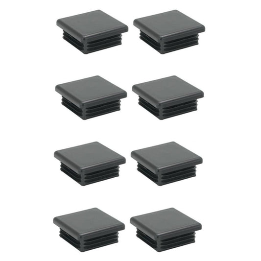 Inslagdop/meubeldop zwart vierkant 3,5 bij 3,5 cm en hoogte 0,4 cm  van kunststof - 8 stuks