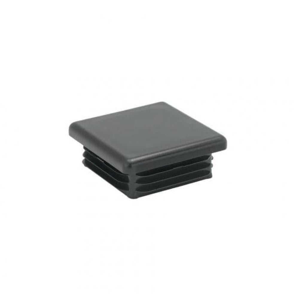 Inslagdop/meubeldop zwart vierkant 3,5 bij 3,5 cm en hoogte 0,4 cm  van kunststof - 8 stuks