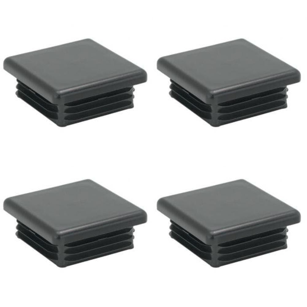 Inslagdop/meubeldop zwart vierkant 4,5 bij 4,5 cm en hoogte 0,4 cm  van kunststof - 4 stuks