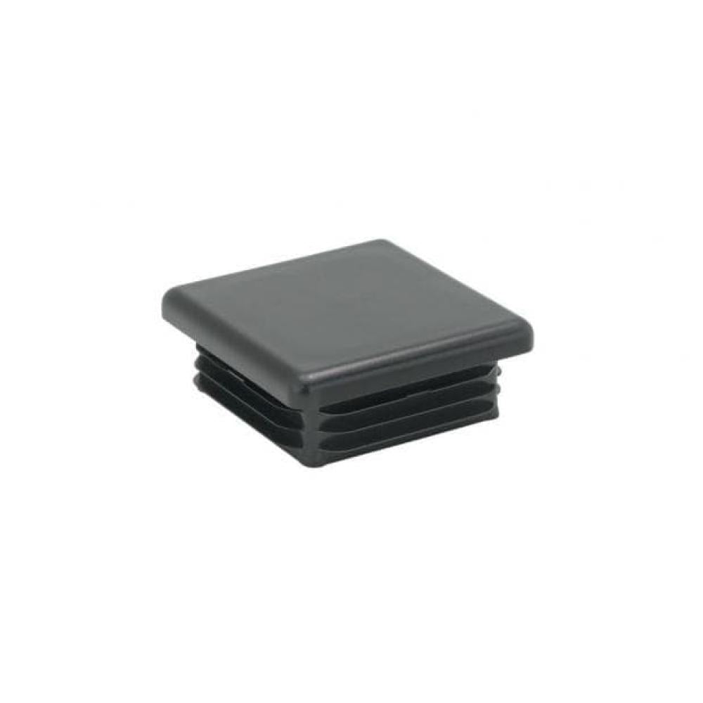 Inslagdop/meubeldop zwart vierkant 4,5 bij 4,5 cm en hoogte 0,4 cm  van kunststof - 4 stuks