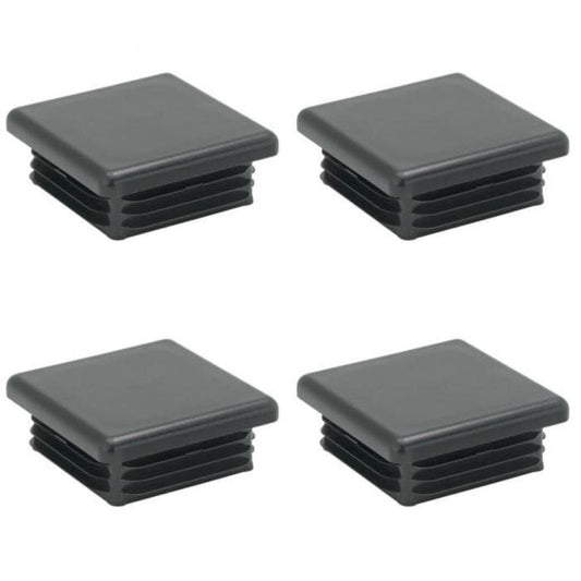 Inslagdop/meubeldop zwart vierkant 6 bij 6 cm en hoogte 0,4 cm  van kunststof - 4 stuks
