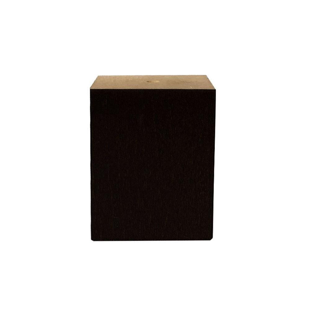 Meubelpoot zwart vierkant 6 bij 5 cm en hoogte 6 cm  van massief hout
