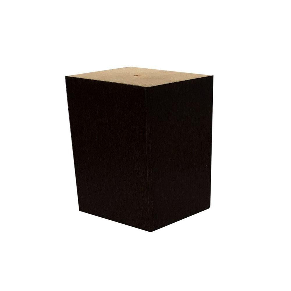 Meubelpoot zwart vierkant 6 bij 5 cm en hoogte 6 cm  van massief hout