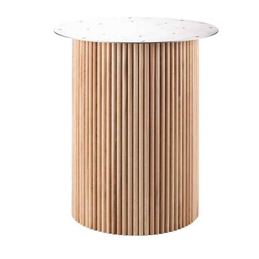 Ronde kolom rib tafelpoot van onbehandelde eiken ø 60 cm en hoogte 72 cm