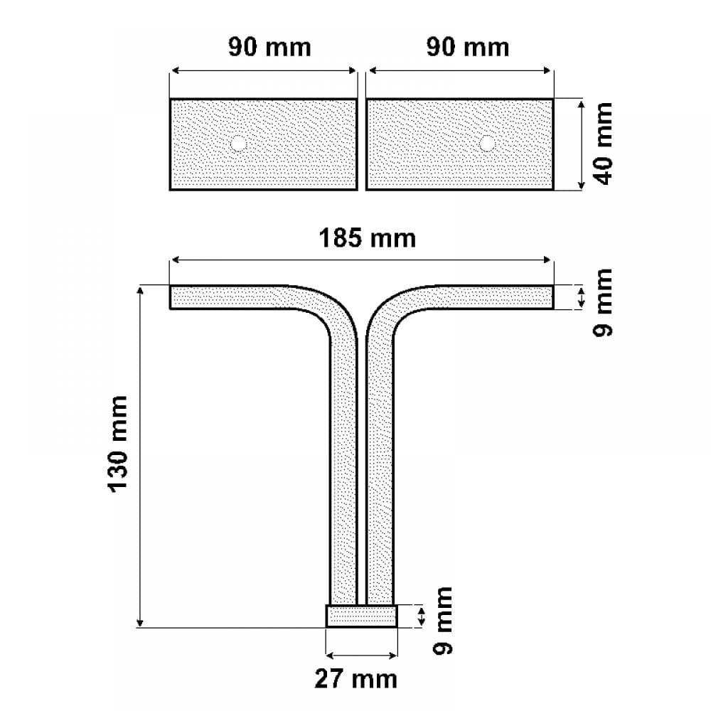 Massief stalen meubelpoot chroom design 18,5 bij 4 cm en hoogte 13 cm  (1 x 4 cm)