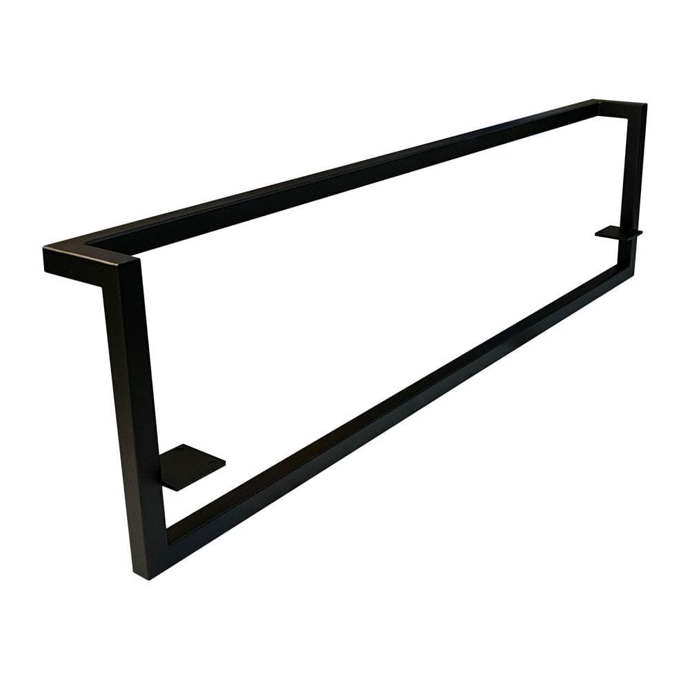 Stalen muurbeugel zwart rechthoek 106 bij 10 cm en hoogte 30 cm  (2,5 x 2,5 cm)