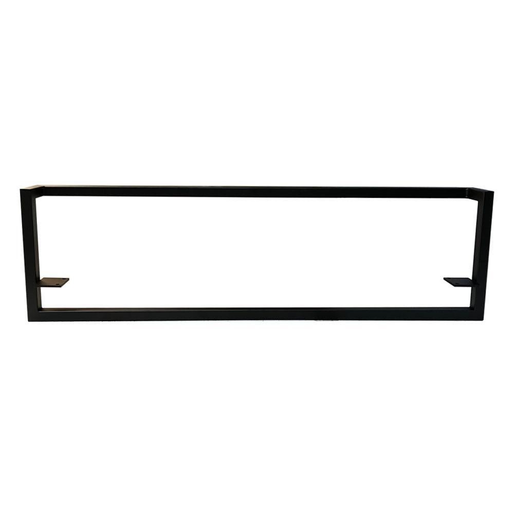 Stalen muurbeugel zwart rechthoek 106 bij 10 cm en hoogte 30 cm  (2,5 x 2,5 cm)