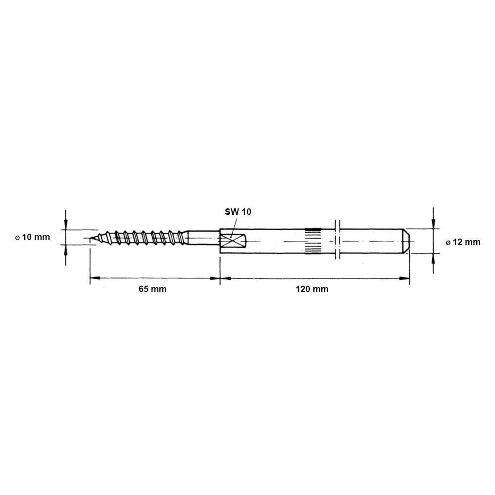 Plankdrager pin voor blinde bevestiging lengte 12 cm met draagvermogen van 85 kg - Set van 2