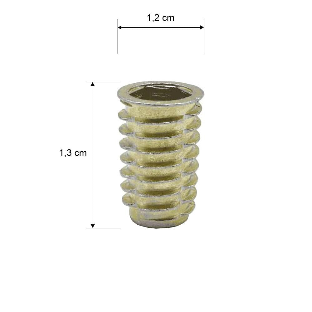 Rampamoer messing rond Ø 1,2 cm en hoogte 1,3 cm  van massief messing (M8)  - 20 stuks