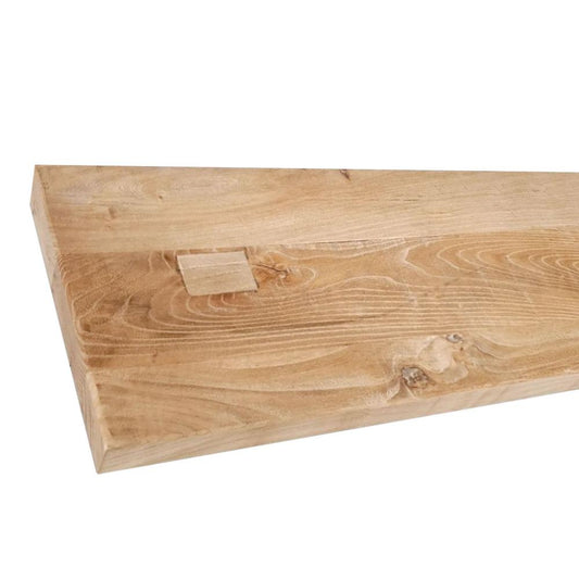 Wandplank elmwood 120 bij 24,5 cm van 4 cm dik massief iepenhout met rechte randen