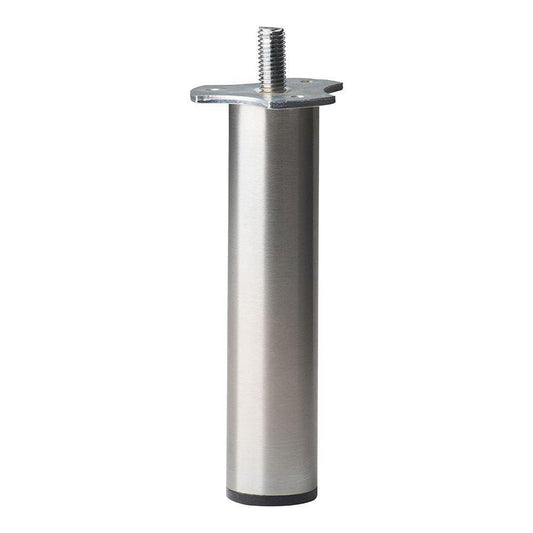 Stalen meubelpoot rvs look rond ø 3 cm en hoogte 14 cm  (M8)
