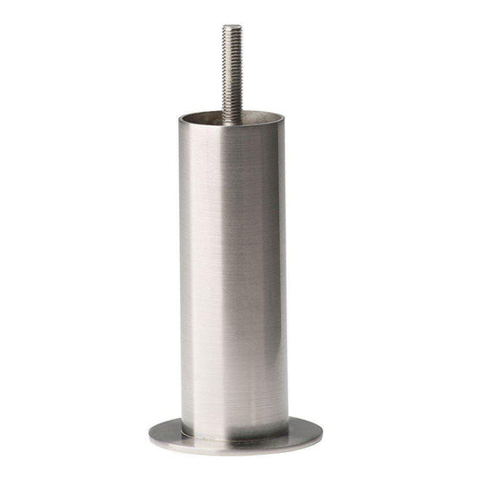 Stalen meubelpoot rvs look rond ø 4 cm en hoogte 14 cm  (M8)