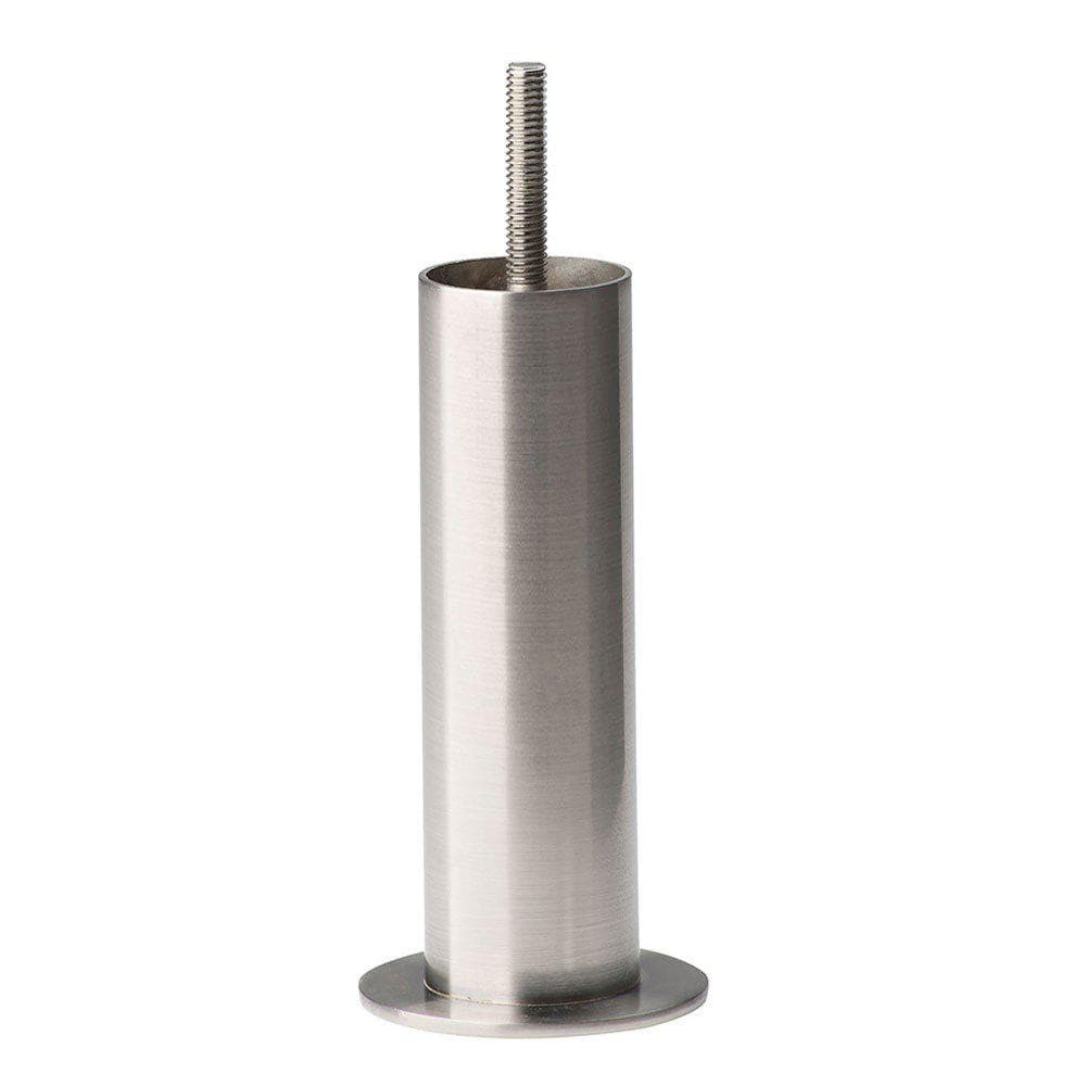 Stalen meubelpoot rvs look rond ø 4 cm en hoogte 17 cm  (M8)