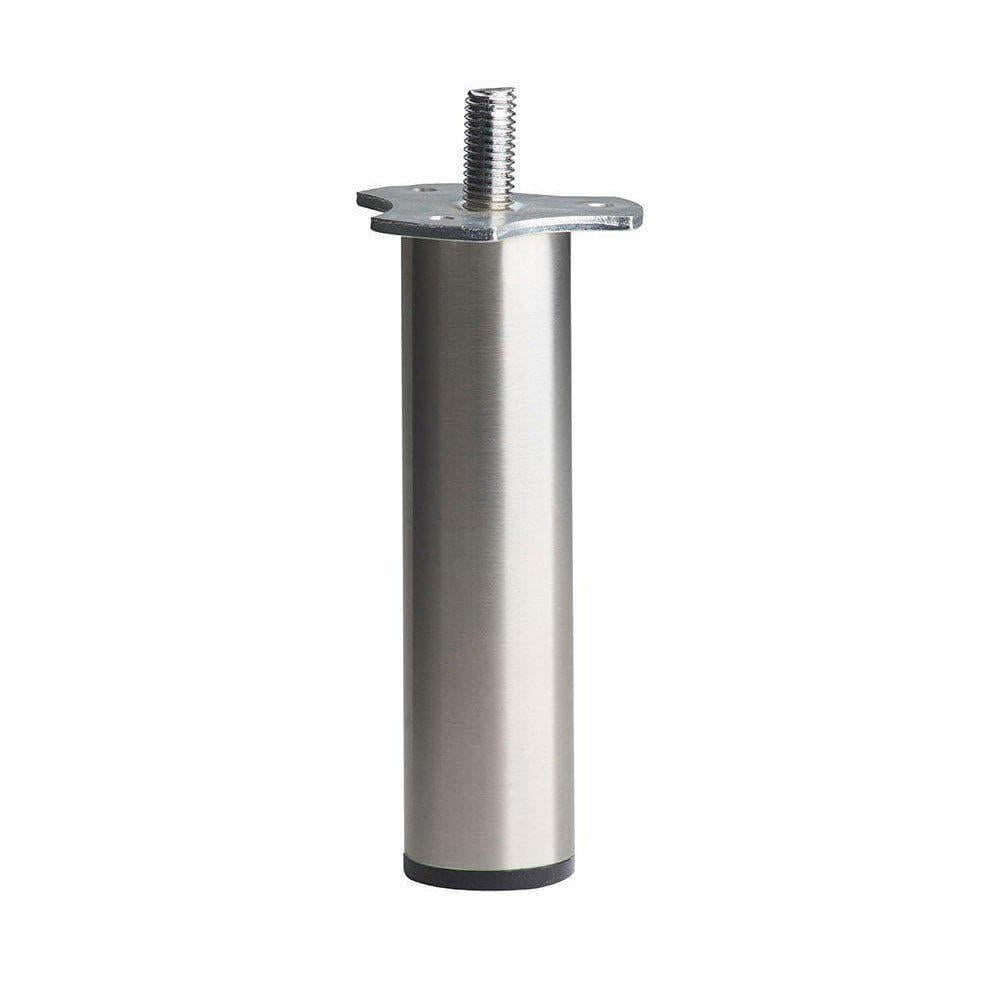 Stalen meubelpoot rvs look rond ø 3 cm en hoogte 19 cm  (M8)