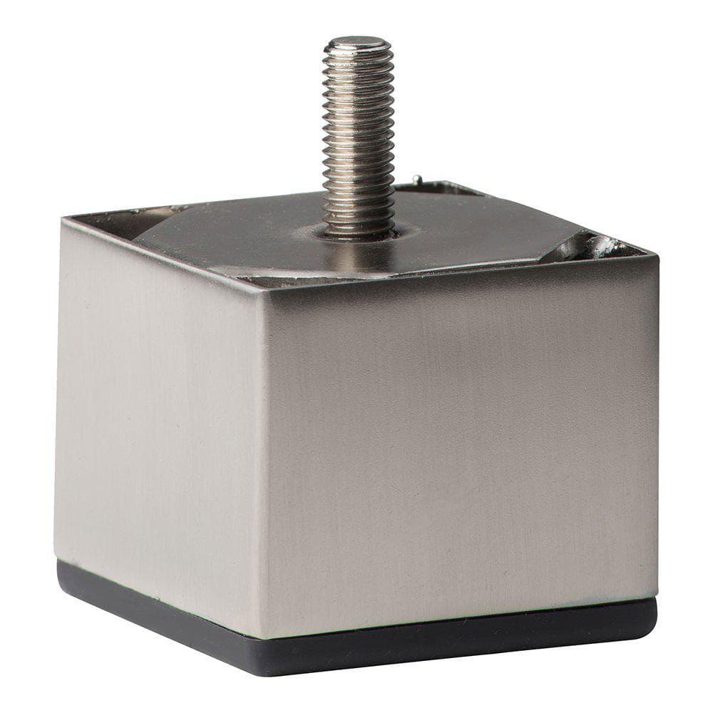 Stalen meubelpoot rvs look vierkant 6 bij 6 cm en hoogte 5 cm  (M10)