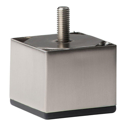 Stalen meubelpoot rvs look vierkant 6 bij 6 cm en hoogte 5 cm  (M10)