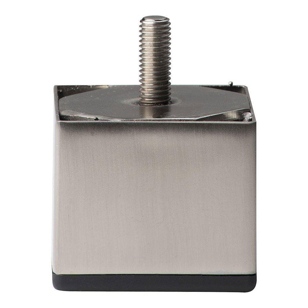 Stalen meubelpoot rvs look vierkant 6 bij 6 cm en hoogte 5 cm  (M10)