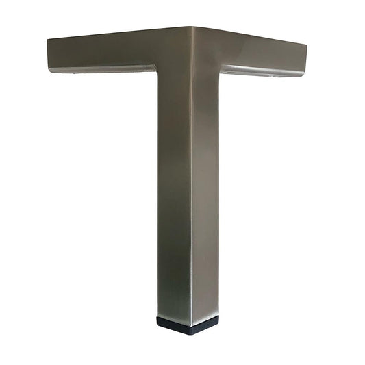 Stalen meubelpoot rvs look hoek 3 bij 3 cm en hoogte 19 cm opstaande rand  (3 x 3 cm)