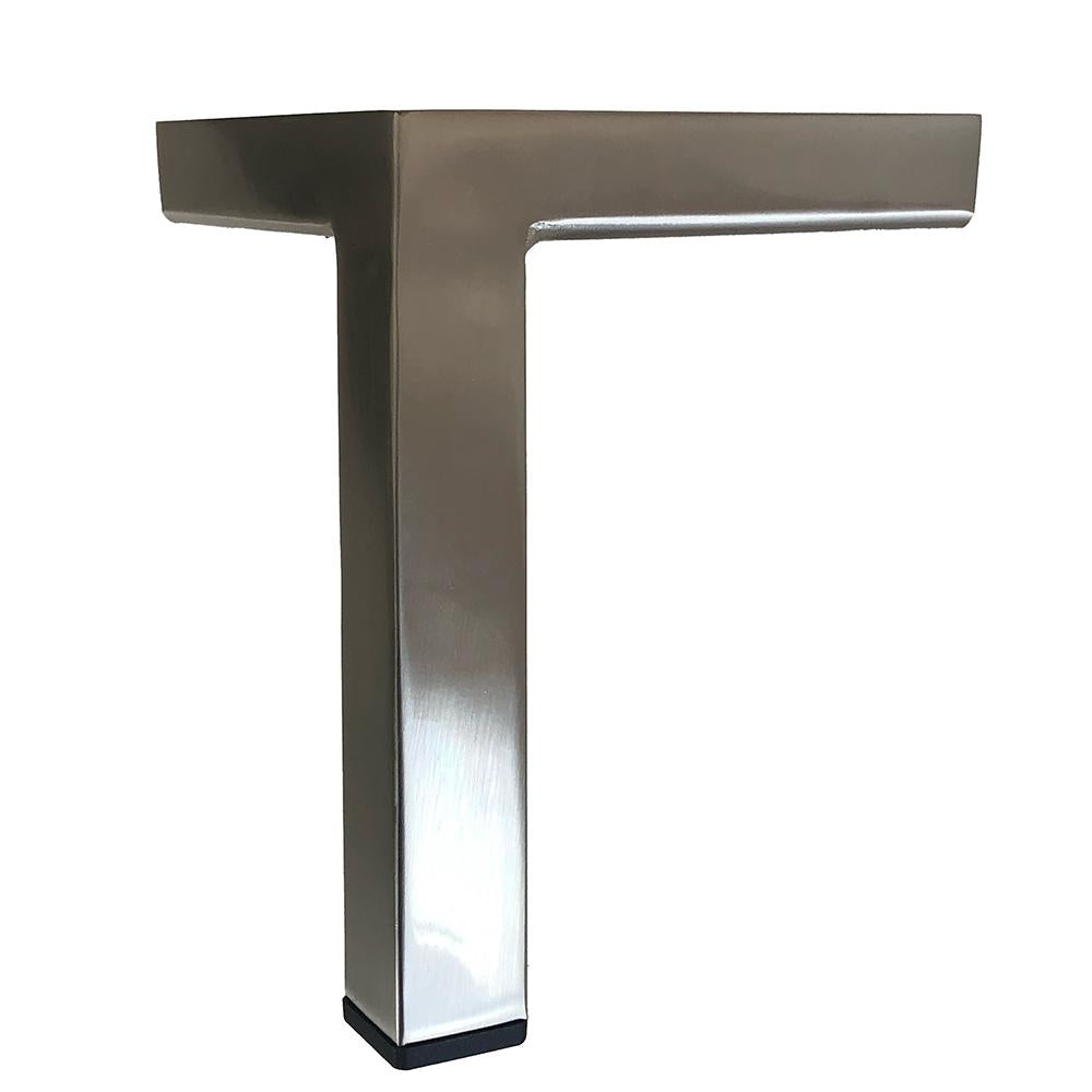 Stalen meubelpoot rvs look hoek 3 bij 3 cm en hoogte 19 cm opstaande rand  (3 x 3 cm)