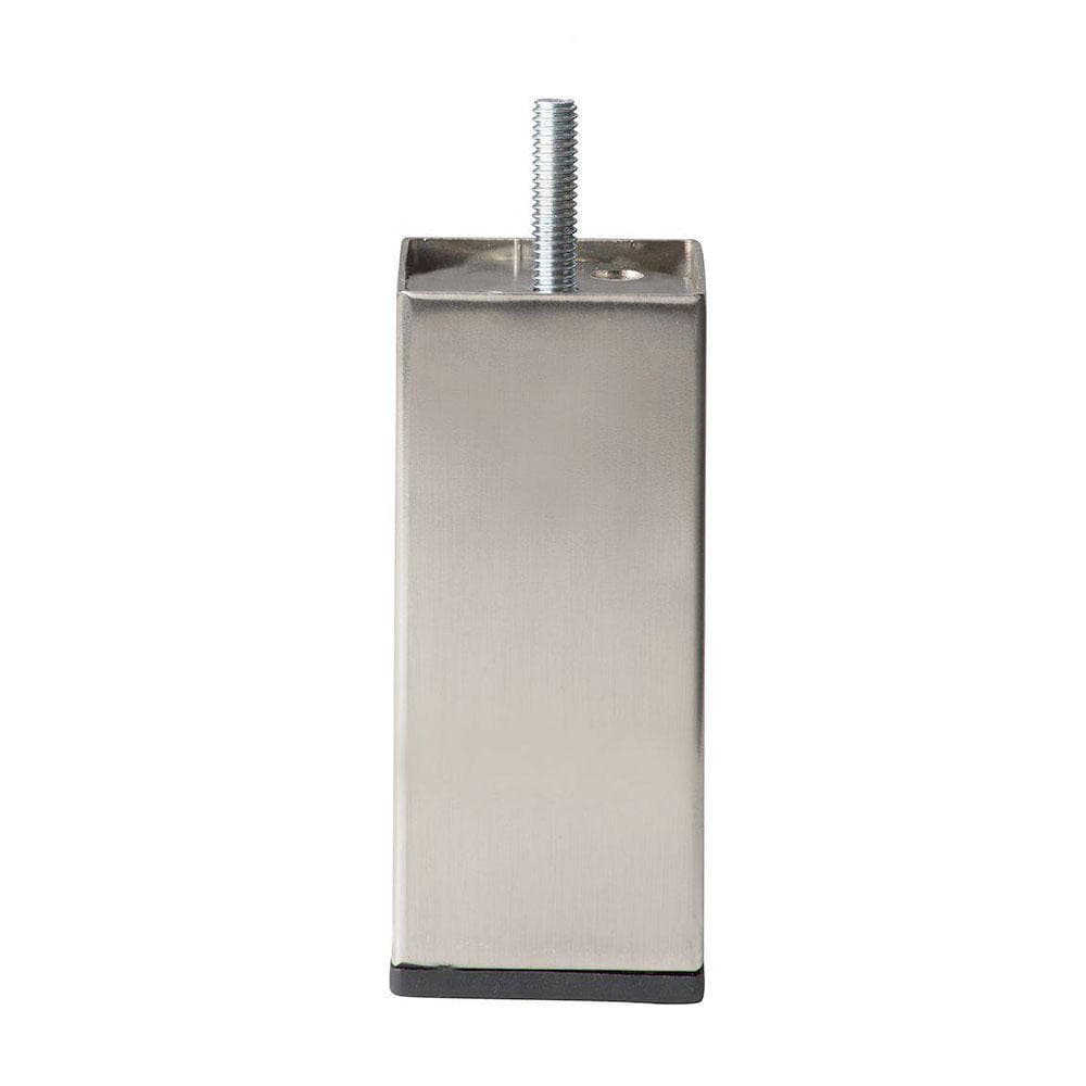 Stalen meubelpoot rvs look vierkant 4 bij 4 cm en hoogte 10 cm  (M8)
