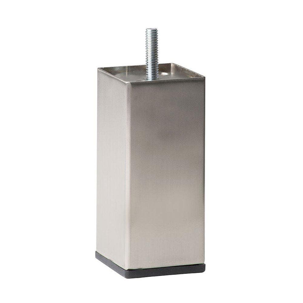 Stalen meubelpoot rvs look vierkant 4 bij 4 cm en hoogte 10 cm  (M8)