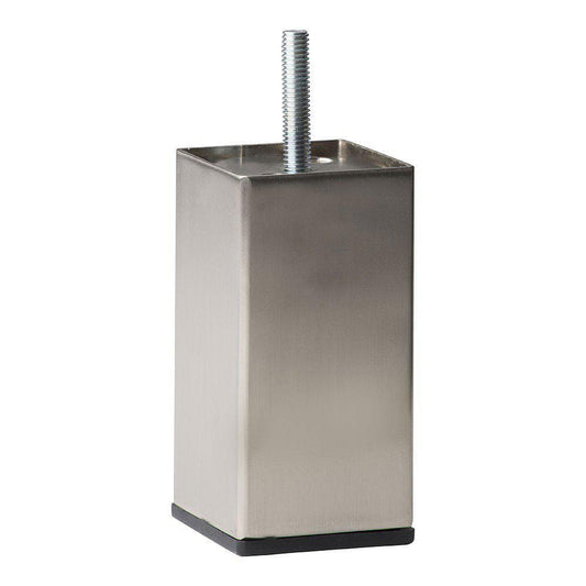 Stalen meubelpoot rvs look vierkant 5 bij 5 cm en hoogte 12 cm  (M8)