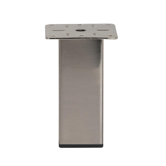 Stalen meubelpoot rvs look vierkant 5 bij 5 cm en hoogte 13 cm
