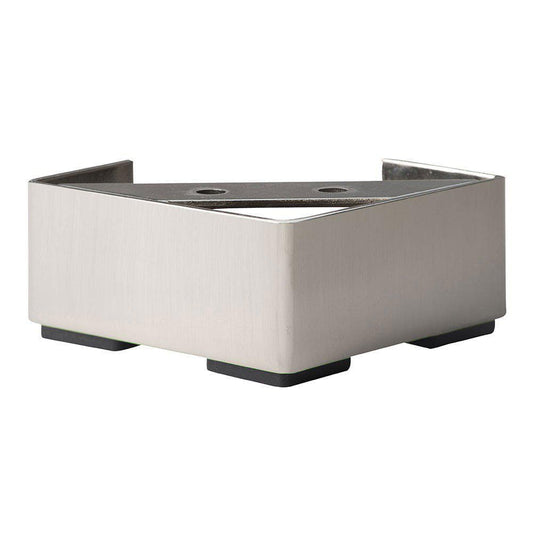 Massief stalen meubelpoot rvs look vierkant 10 bij 10 cm en hoogte 4,5 cm  (10 x 10 cm)
