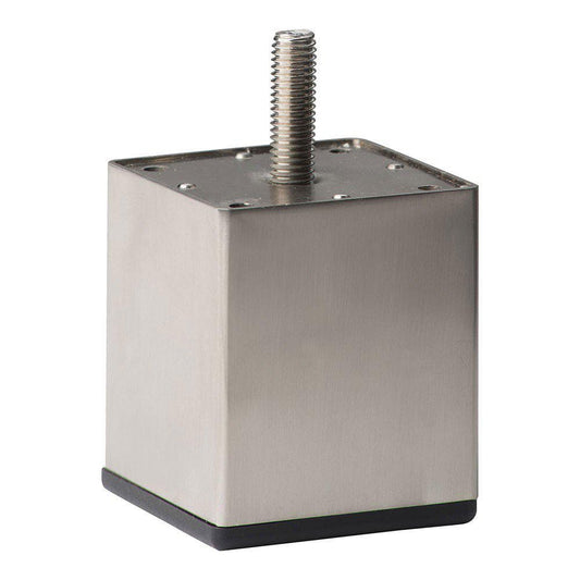 Stalen meubelpoot rvs look vierkant 6 bij 6 cm en hoogte 7 cm  (M10)  (5 x 5 cm)