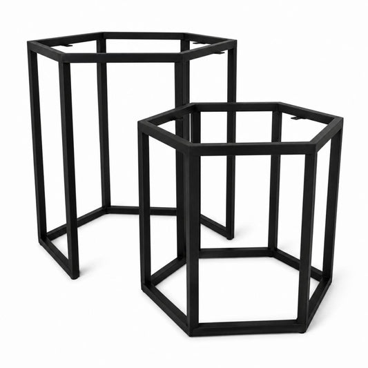 Salonset zwart hexagon 40 cm met hoogte 37 cm en 50 cm met hoogte 47 cm - koker 2 bij 2 cm