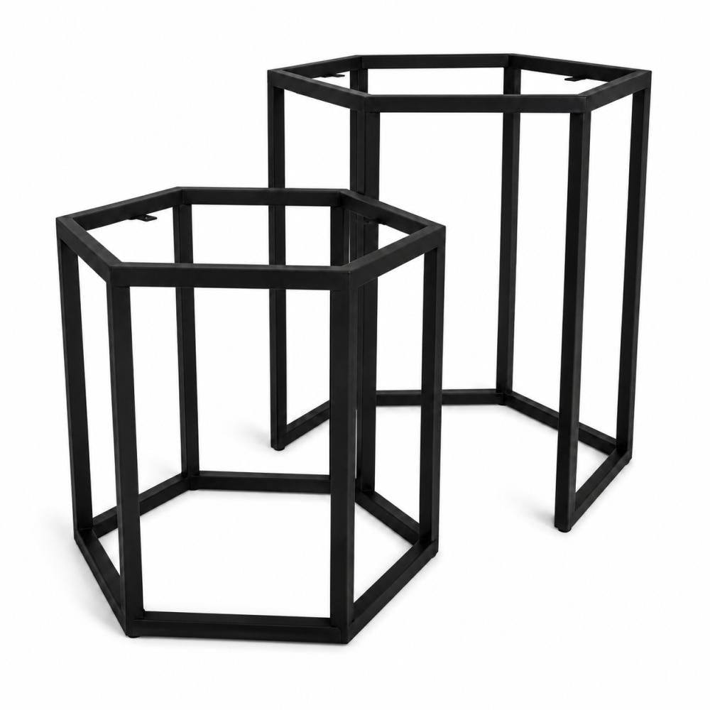 Salonset zwart hexagon 40 cm met hoogte 37 cm en 50 cm met hoogte 47 cm - koker 2 bij 2 cm