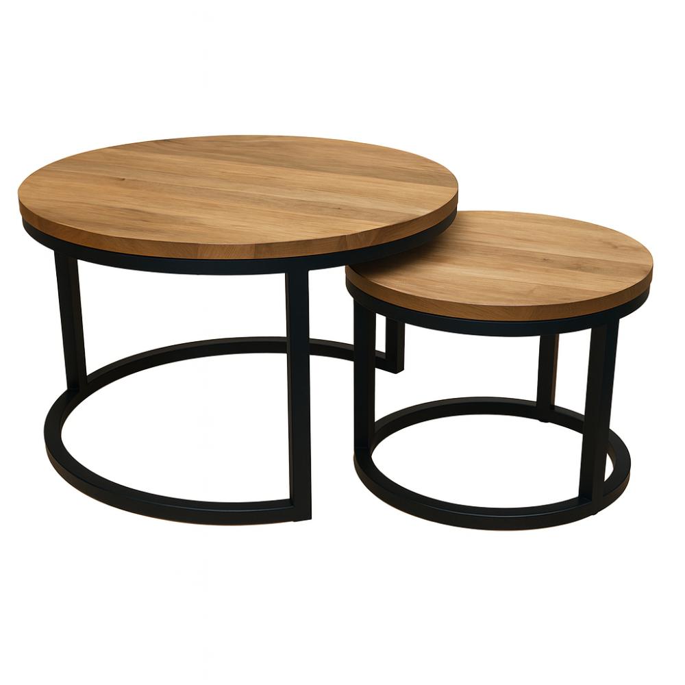 Salonset zwart rond Ø 60 cm, hoogte 37 cm en Ø 80 cm en hoogte 47 cm