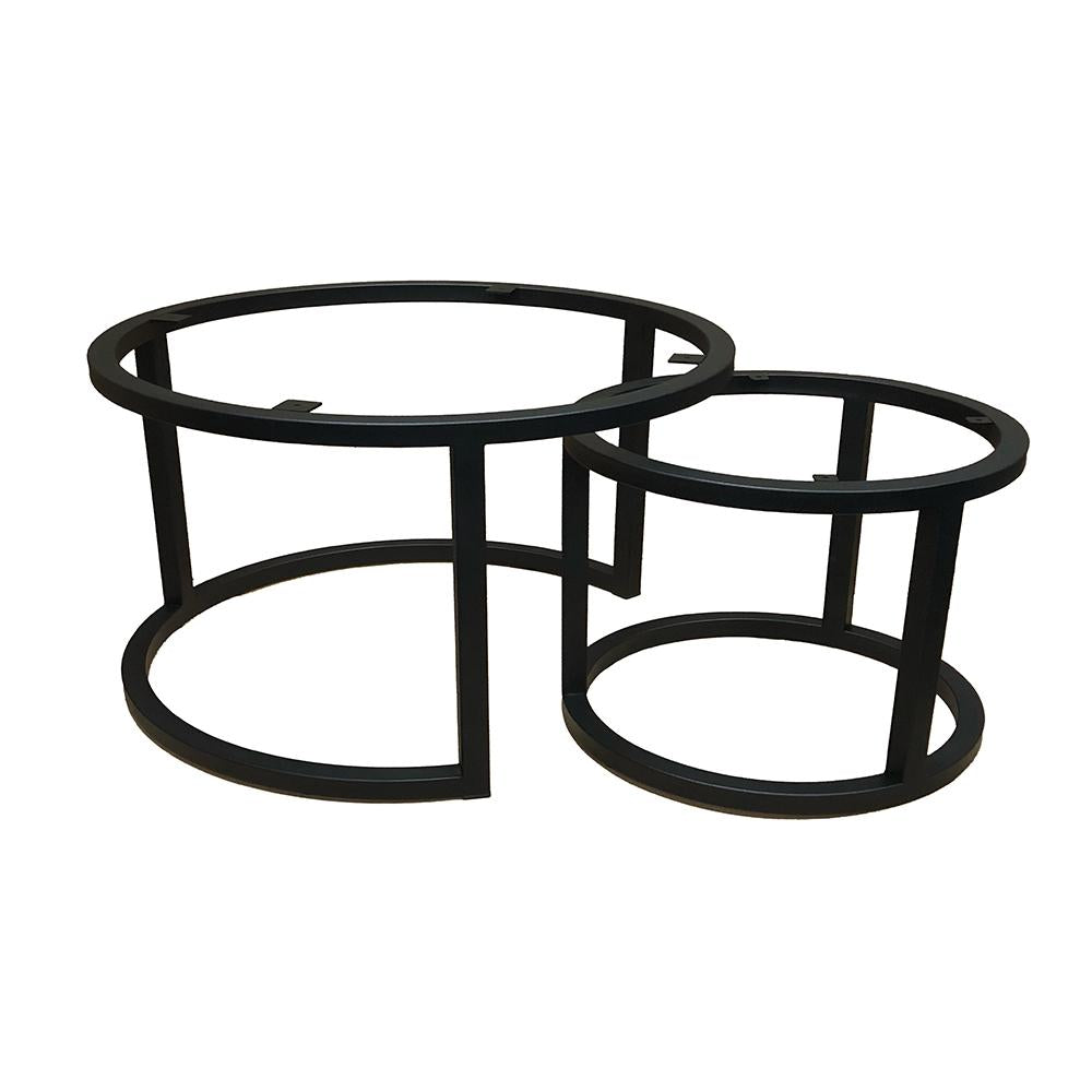 Salonset zwart rond Ø 70 cm, hoogte 37 cm en Ø 80 cm en hoogte 47 cm