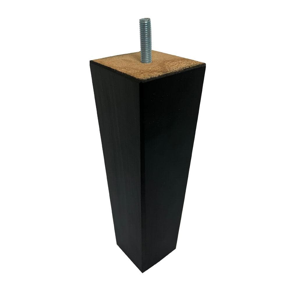 Meubelpoot zwart taps 5,5 bij 5,5 cm en hoogte 16 cm  van massief hout (M8)