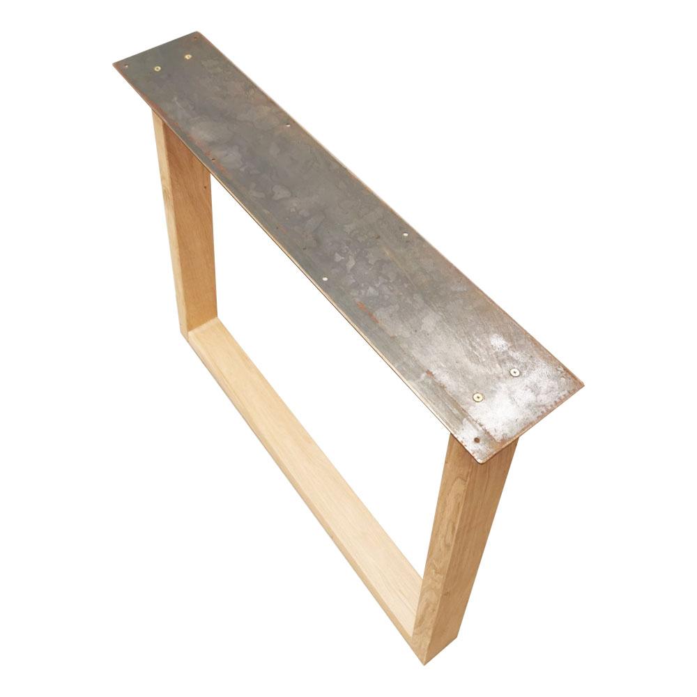 Taps lopende eikenhouten tafelpoot 90 bij 8 cm en hoogte 72 cm (8 x 4 cm)