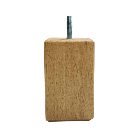 Meubelpoot  vierkant 5 bij 5 cm en hoogte 10 cm  van massief hout (M8)