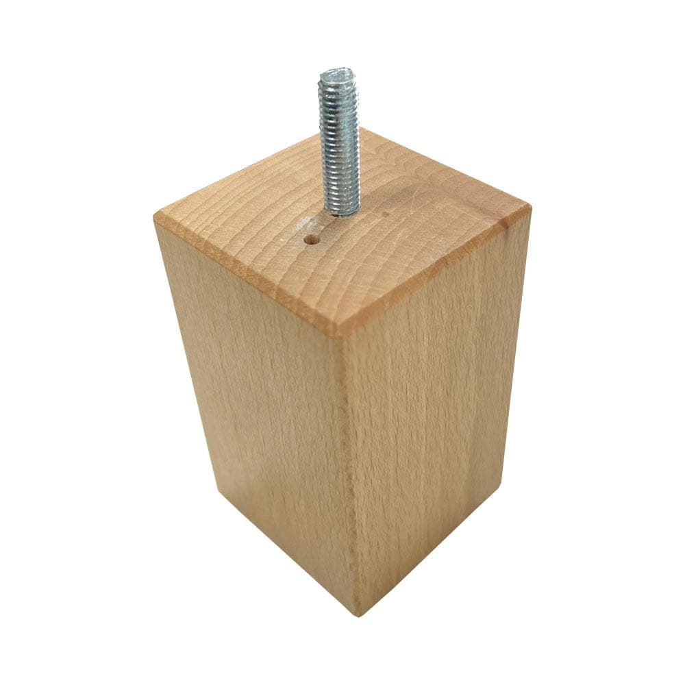 Meubelpoot  vierkant 5 bij 5 cm en hoogte 10 cm  van massief hout (M8)