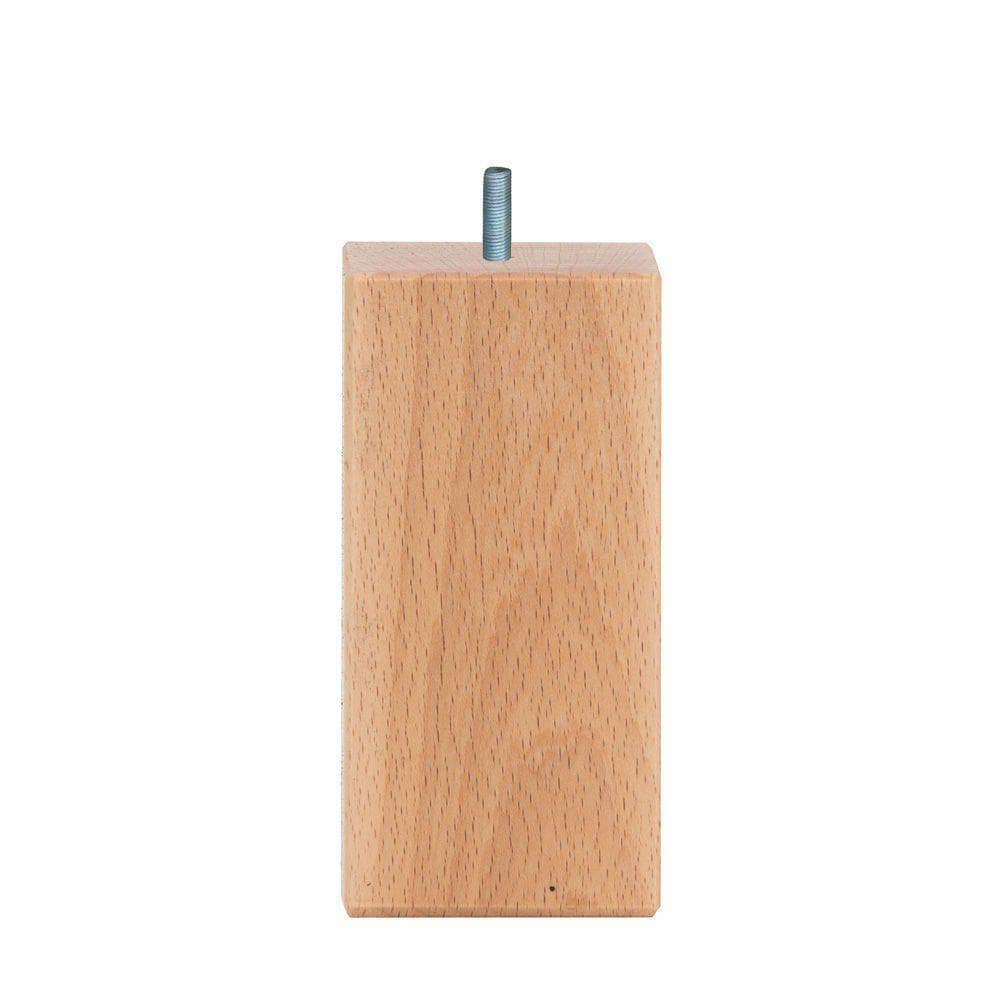 Meubelpoot  vierkant 6 bij 6 cm en hoogte 12 cm  van massief hout (M8)