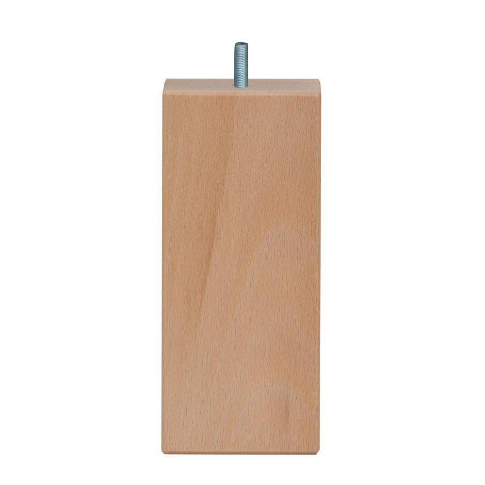 Meubelpoot  vierkant 7 bij 7 cm en hoogte 16 cm  van massief hout (M10)