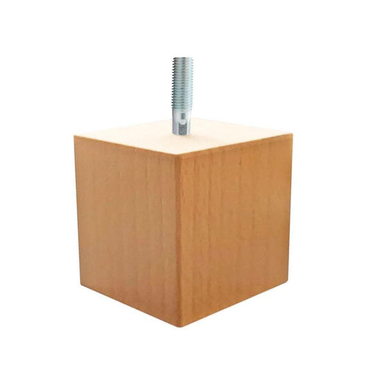 Meubelpoot  vierkant 5 bij 5 cm en hoogte 5 cm  van massief hout (M8)