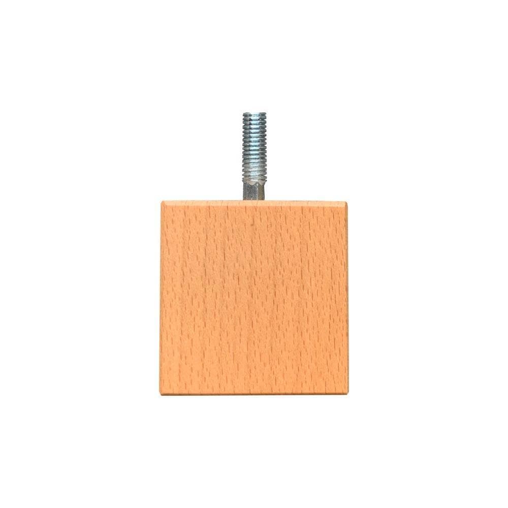 Meubelpoot  vierkant 5 bij 5 cm en hoogte 5 cm  van massief hout (M8)