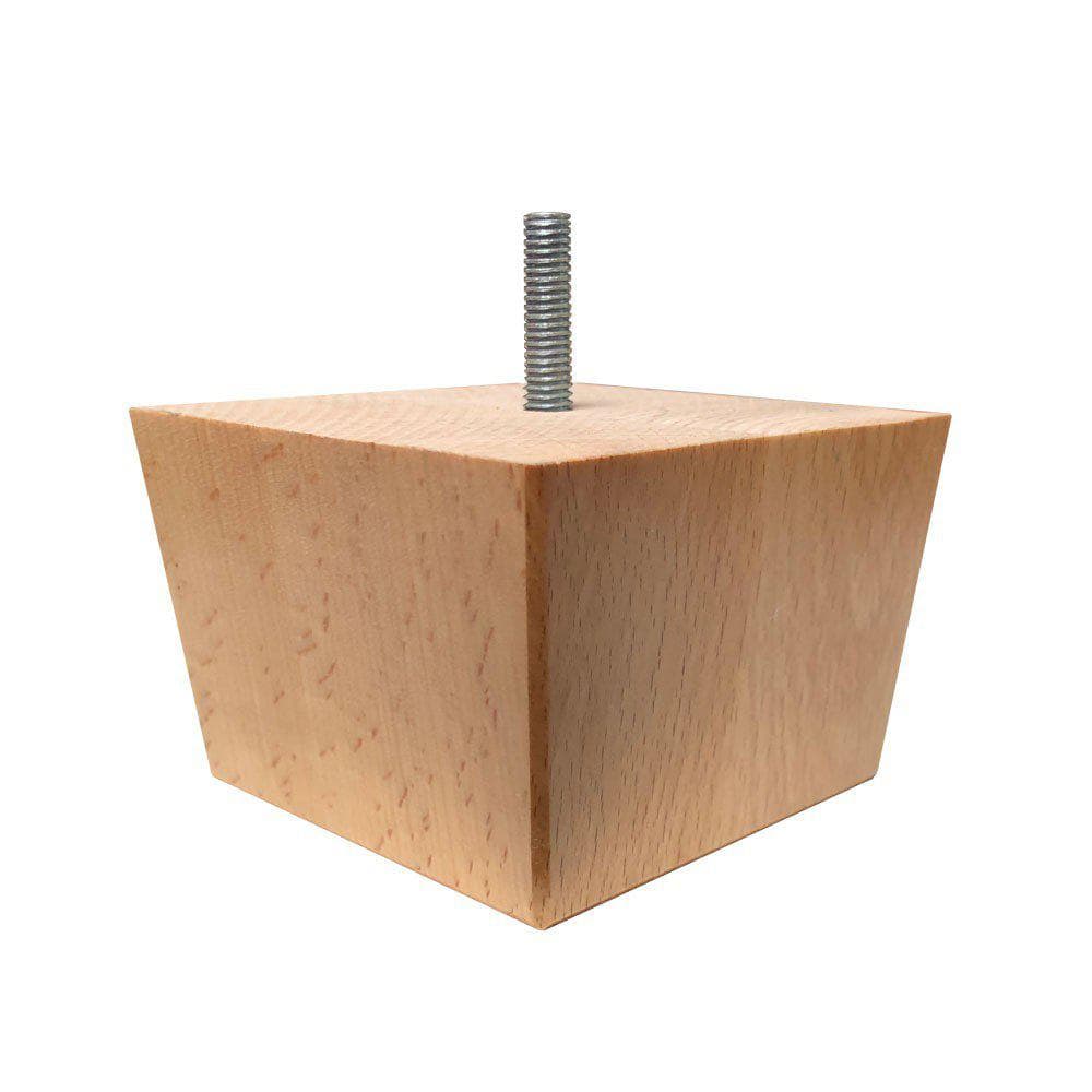 Meubelpoot  vierkant 9 bij 9 cm en hoogte 6 cm  van massief hout (M8)